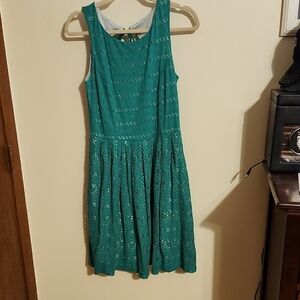 Anthropologie Postmark Green Eyelet Dress Small